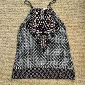 Blu Pepper Geometric Print Halter Top - Black, White, Red